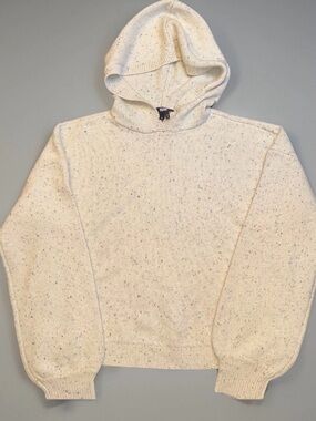 Paige 100% Cashmere Hoodie Womens Medium Oatmeal Speckled Knit Luxury $445